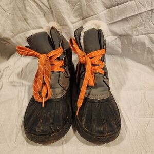 Gymboree Black and Gray Kids Snow Boots with Orange Laces